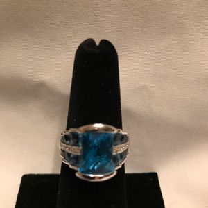 Blue Topaz & Diamond Ring